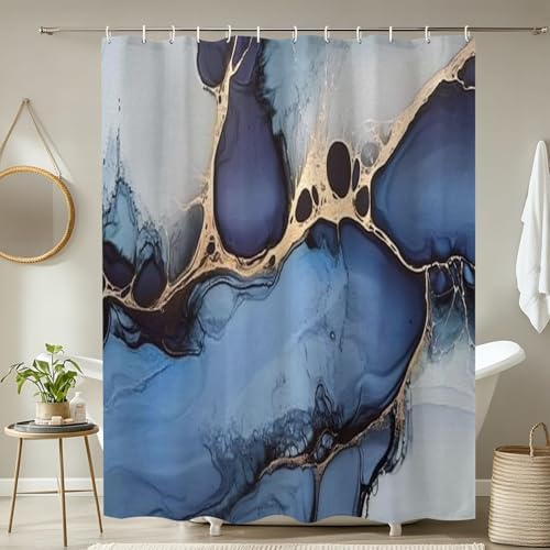 4 Piece Shower Curtain Set with Rugs Mats and Foamy Sprays Pattern