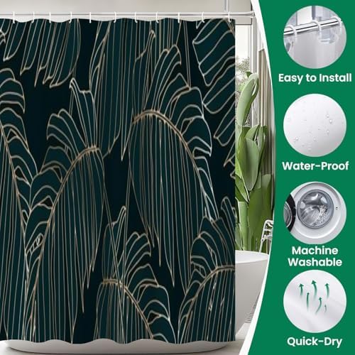 JCOOKLOFTS 4 Piece Shower Curtain Set with Rugs and Accessories
