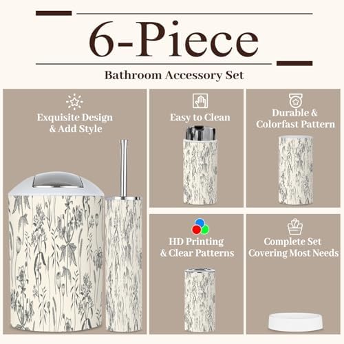 6 Piece Navy Blue Bathroom Accessories Set 1