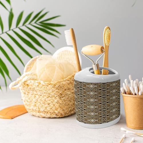 Ambesonne Cinnamon Color Soap Dispenser Toothbrush Holder Set