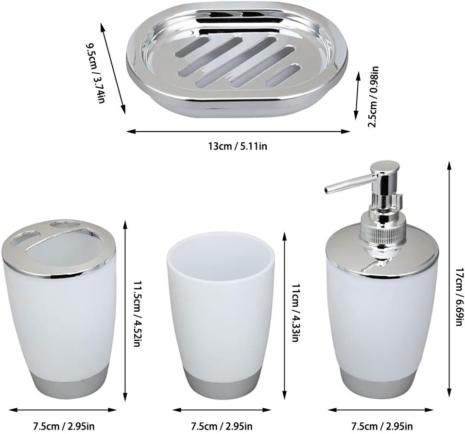 Wilove 4Pcs Set Plastic Bathroom Accessories