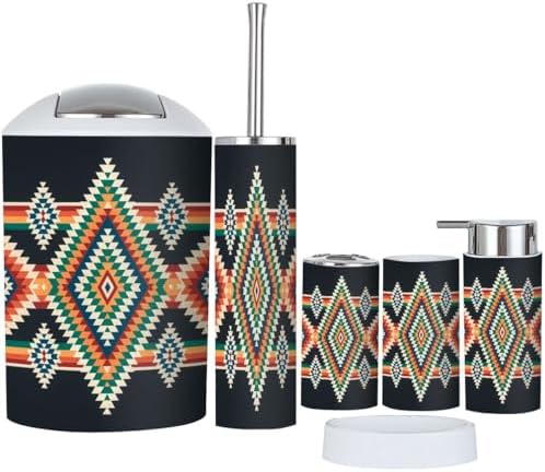 Boho Tribal Bathroom Accessory Set 6 Piece