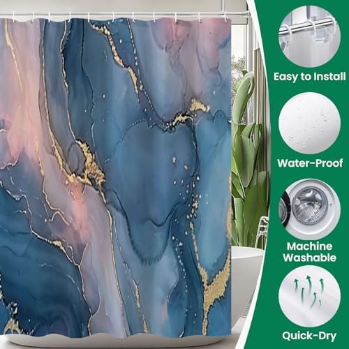 JCOOKLOFTS 4 Pieces Shower Curtain Set with Rugs