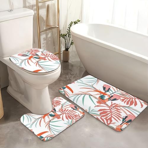 JCOOKLOFTS 4 Piece Shower Curtain Set with Rugs 1