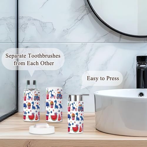 Independence Day Patriotic Bathroom Accessories Set 6 Pcs