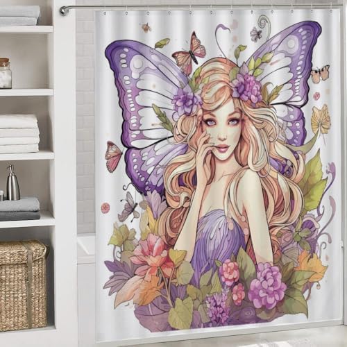 Kuizee 4-Piece Shower Curtain Set with Rugs 1