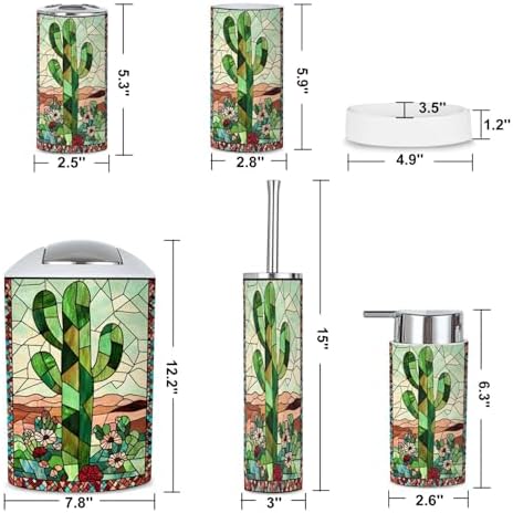 6 Piece Vibrant Stained Glass Bathroom Accessories Set