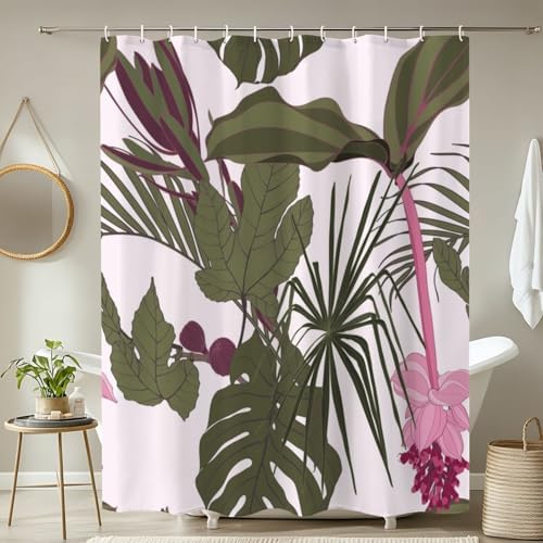 JCOOKLOFTS 4-Piece Shower Curtain Set with Rugs and Mats 1