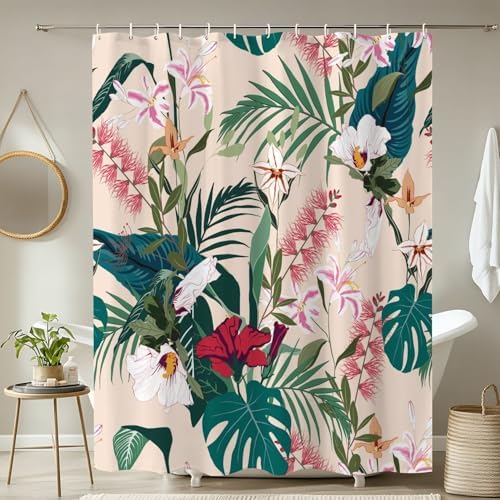 JCOOKLOFTS 4 Piece Tropical Flower Shower Set