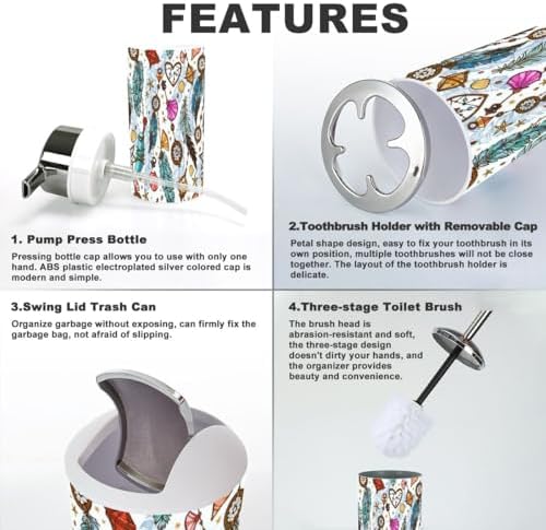 Tropical Boho Style Bathroom Accessories Set 6 Pcs