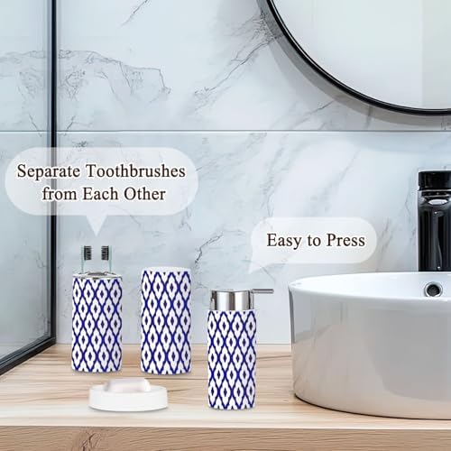 Modern Blue White Bathroom Accessories Set 6 Pcs