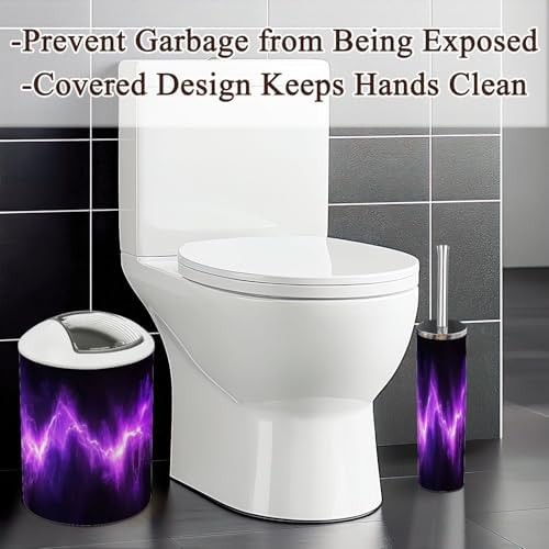 6 Piece Bathroom Accessories Set with Neon Purple Design