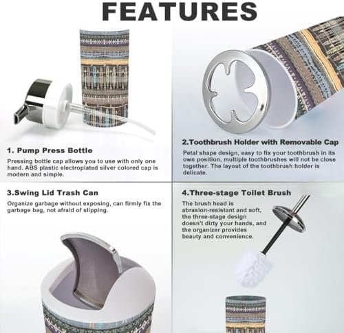 Bathroom Accessories Set 6 Pcs Modern Ethnic Boho Style
