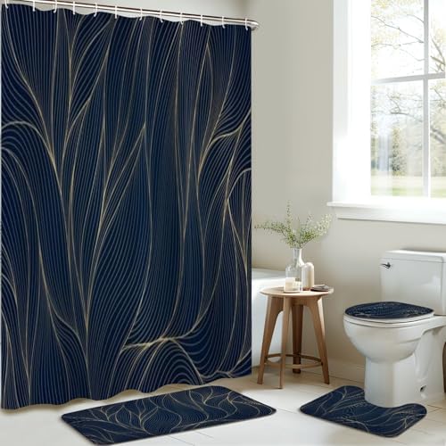 4 Piece Luxury Gold Bathroom Set with Floral Pattern