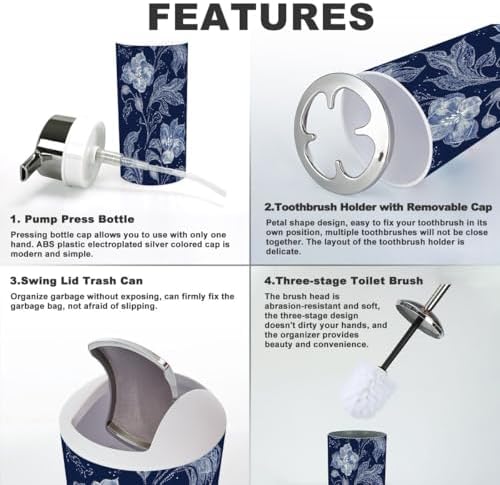 Paisley Embroidery Bathroom Accessories Set 6 Pcs