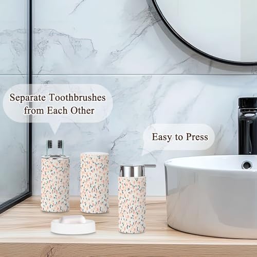 6-Piece Boho Bathroom Accessories Set with Floral Design