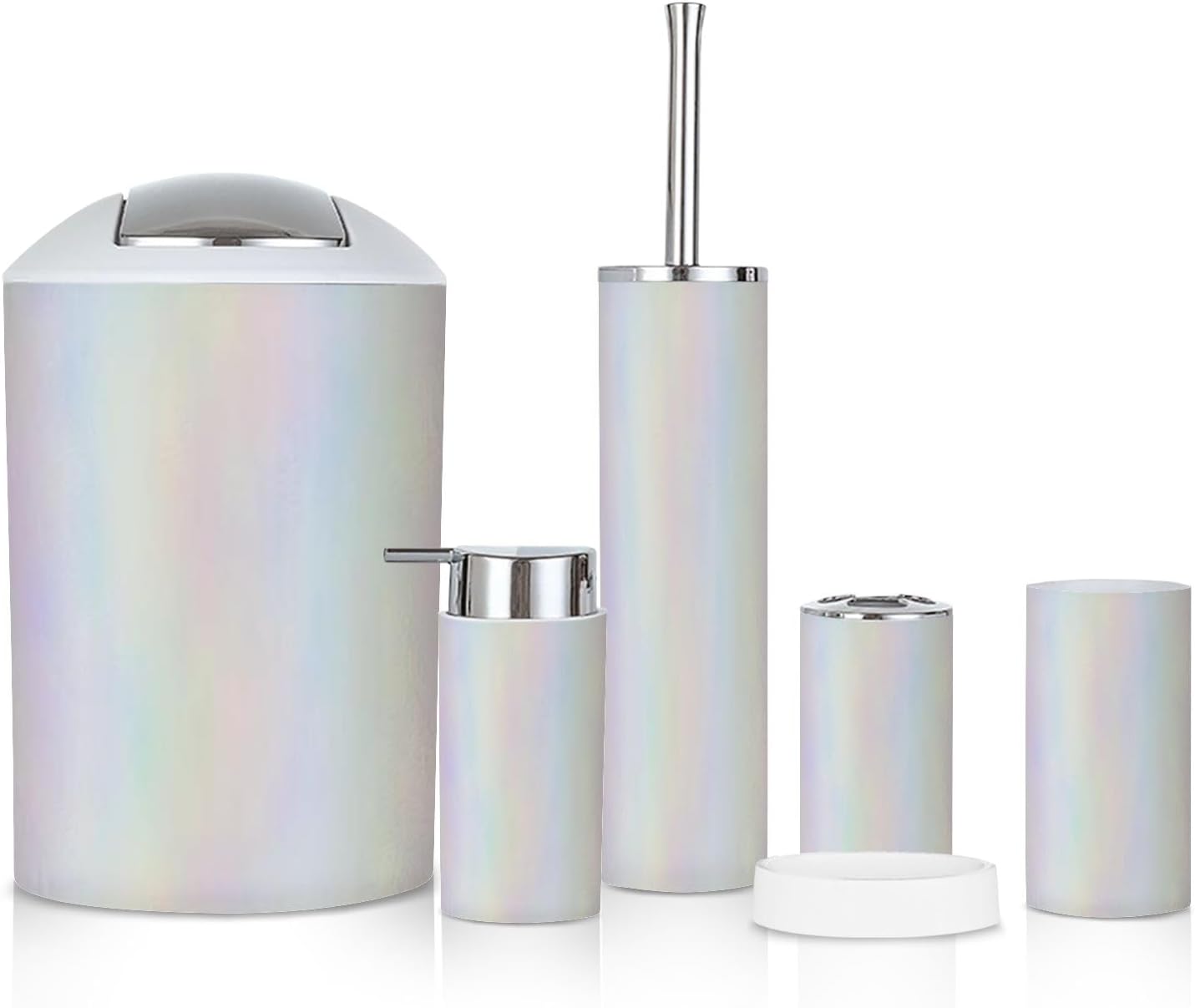 6-Piece Iridescent Rainbow Bathroom Accessories Set