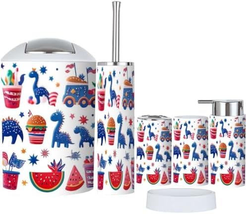 Independence Day Patriotic Bathroom Accessories Set 6 Pcs