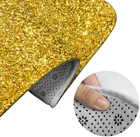 Meaudiwes Bathroom Rug 16x24 Inches Gold Bling Glitter Non-Slip