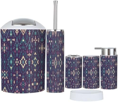 Boho Geometric Bathroom Accessories Set of 6