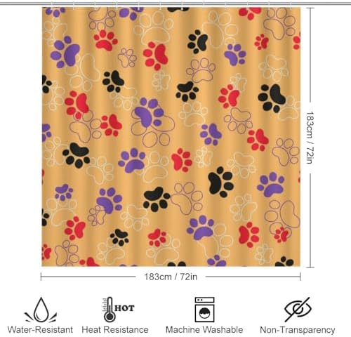 Kuizee 4-Piece Animal Print Shower Curtain with Rugs Set