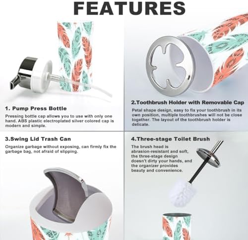 Bathroom Accessories Set 6 Pcs Modern Durable Storage