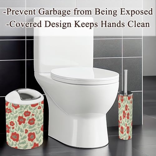 6 Piece Boho Bathroom Accessories Set with Flowers Abstract Design
