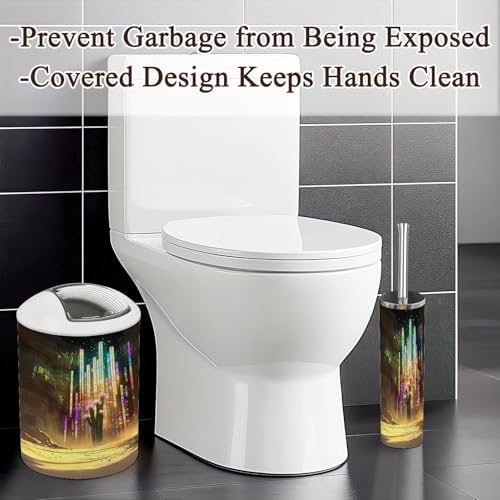6 Piece Bathroom Accessories Set with Saguaro Cactus Stained Glass Design