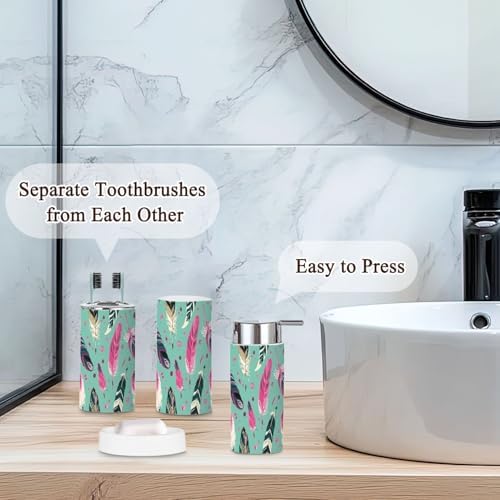 JBNJANKDAV 6-Piece Ethnic Feathers Bathroom Accessories Set