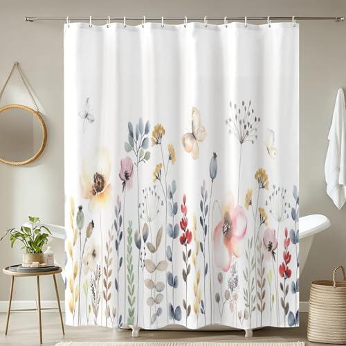JCOOKLOFTS 4 Piece Shower Curtain Set with Rugs