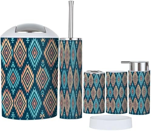 Boho Bathroom Accessory Set 6 Piece Modern Design