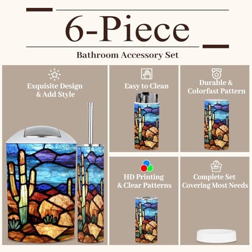 6 Piece Desert Stained Glass Bathroom Set