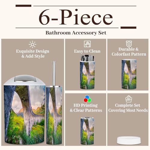 6 Piece Bathroom Accessories Set Glenfinnan Viaduct Decor