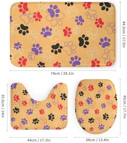 Kuizee 4-Piece Animal Print Shower Curtain with Rugs Set