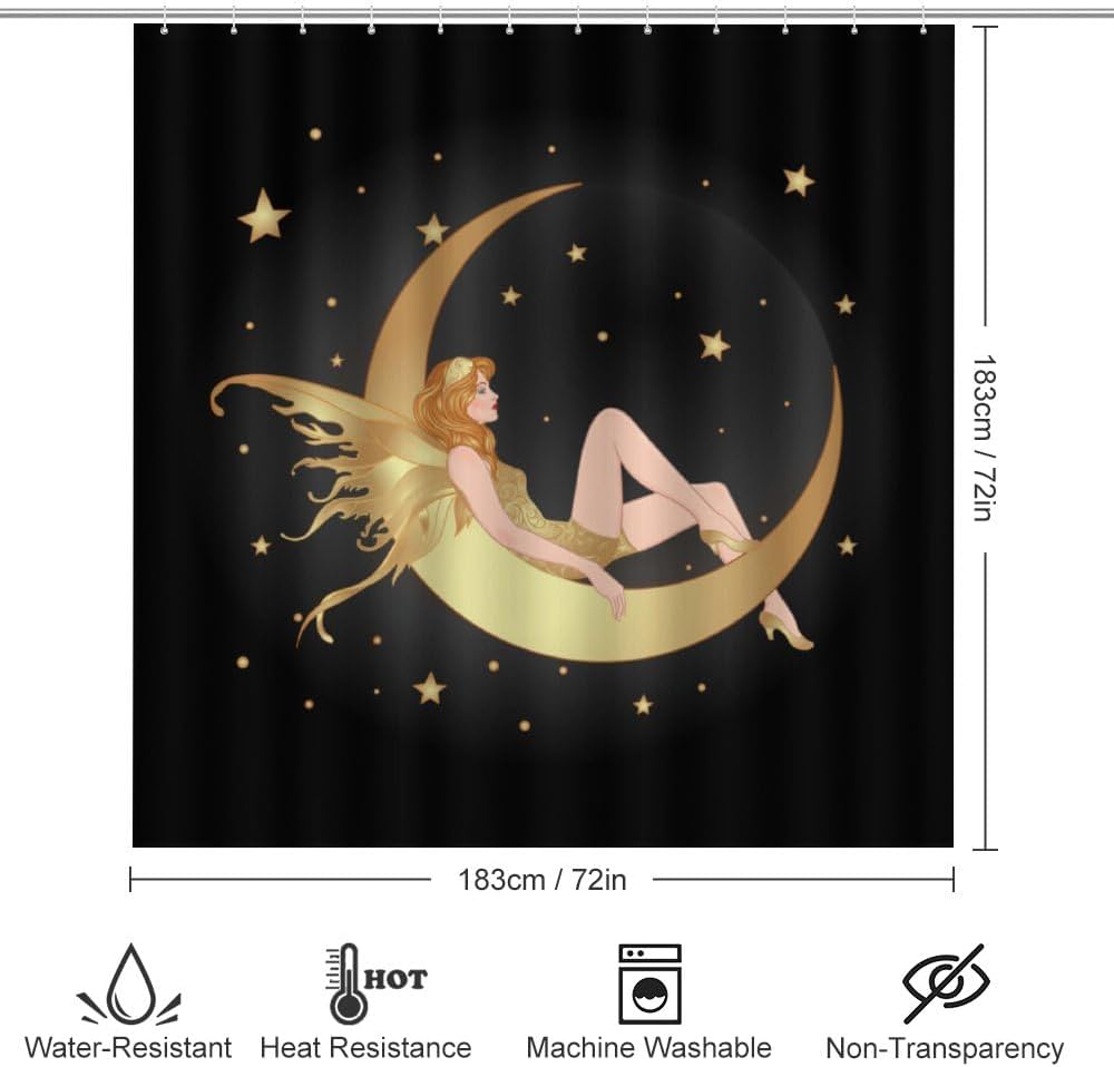 Kuizee 4-Piece Shower Curtain Set with Non-Slip Rugs and Hooks