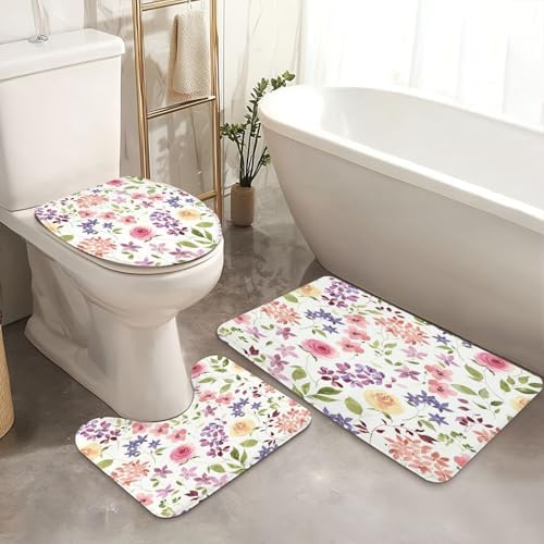 4-Piece Shower Curtain Set with Rugs and Mats