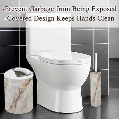 6 Piece Bathroom Accessories Set in Beige Marble