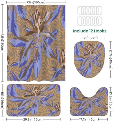 4-Piece Shower Curtain Set with Rugs and Mat