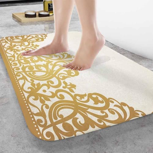 Lungtao Floral Border Bath Mat - Retro Victorian Style 20x31 Inch
