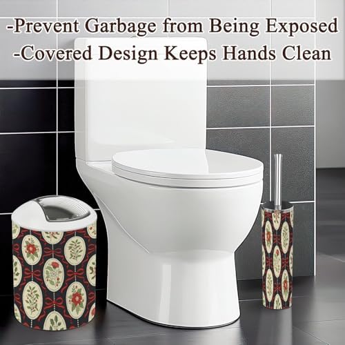 Retro Christmas Floral Cameos Bathroom Accessories Set