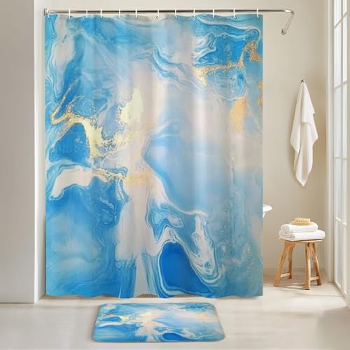 JCOOKLOFTS 4 Piece Luxury Shower Set with Rugs and Mats
