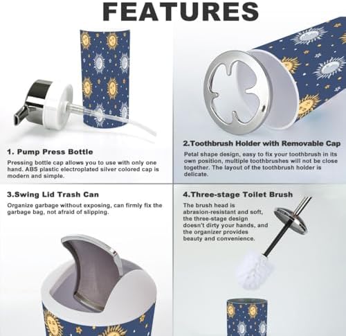 Bathroom Accessories Set 6 Pcs Moon Sun Stars