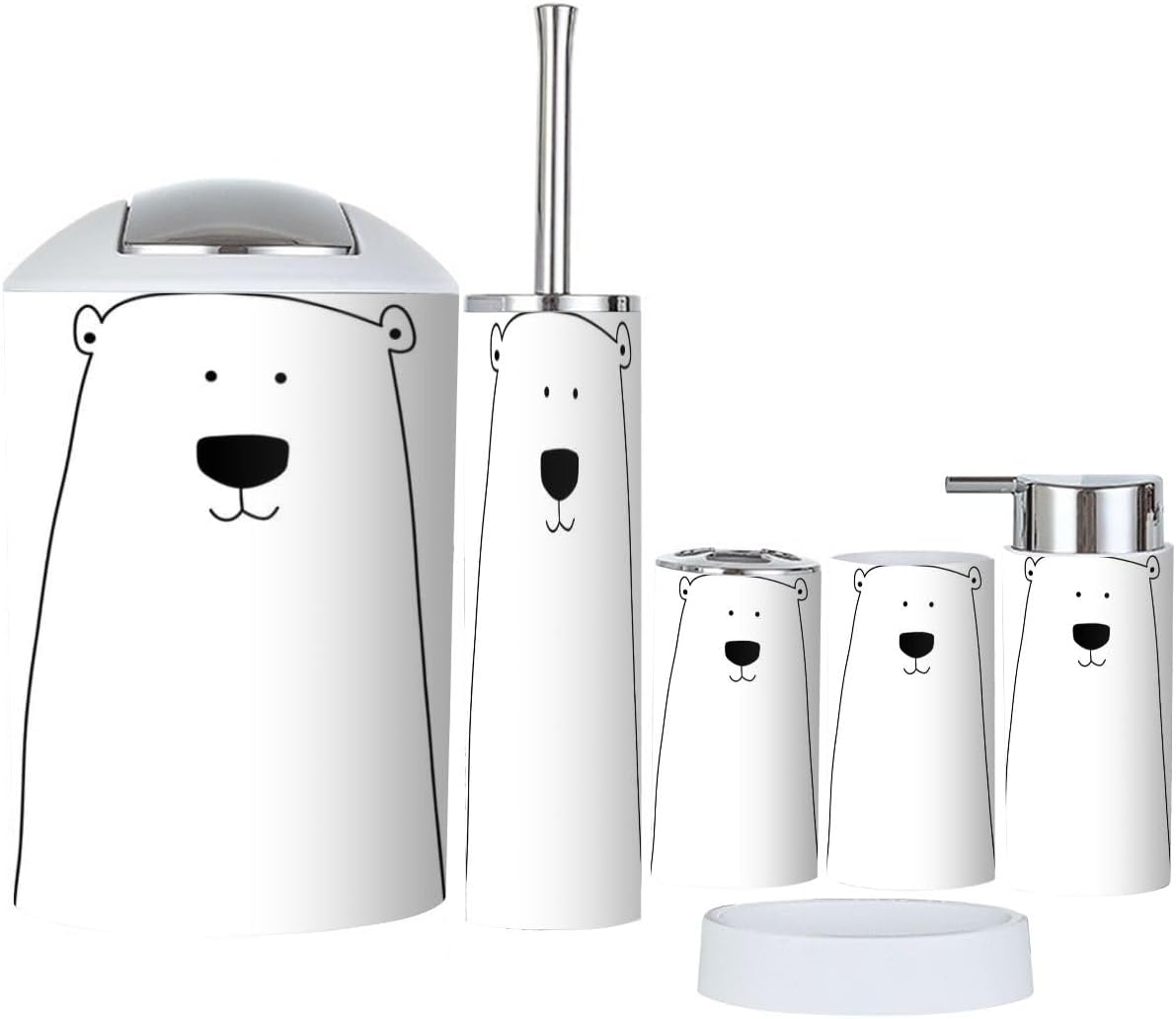 Minimalist Polar Bear Bathroom Accessories Set 6 Pcs 1