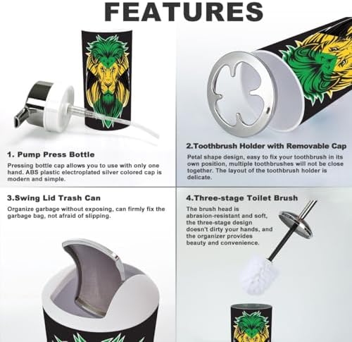 JBNJANKDAV 6 Pcs Lion Head Bathroom Accessories Set