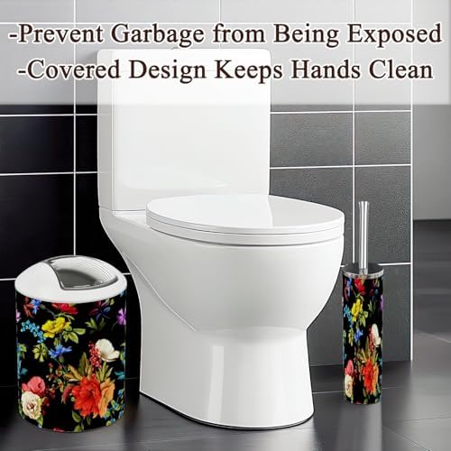 6 Piece Boho Bathroom Accessories Set with Flowers