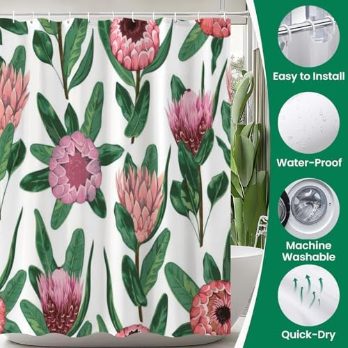4 Piece Shower Curtain Set with Rugs and Decor