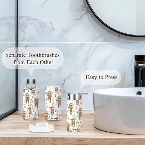6 Piece Bathroom Accessories Set Sloth Design