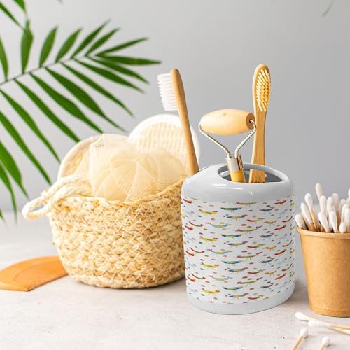 Ambesonne Vibrant Soap Toothbrush Holder Set 2 Pcs Ceramic Modern Doodle Design