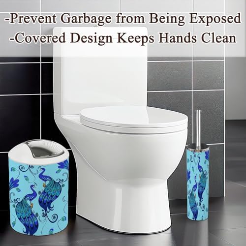 Modern Blue Magic Peacocks Bathroom Accessories Set 6 Pcs