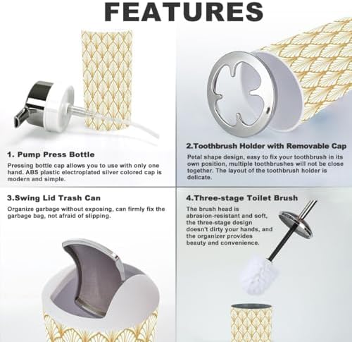 Modern Bathroom 6-Piece Accessories Set with Geometric Design